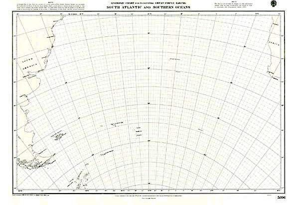 South Atlantic and Southern oceans gnomonic chart