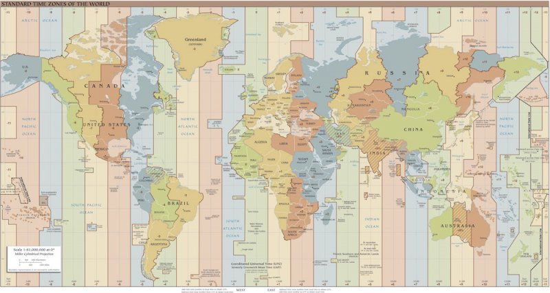 Standard time zones of the world - Planisfero fusi orari