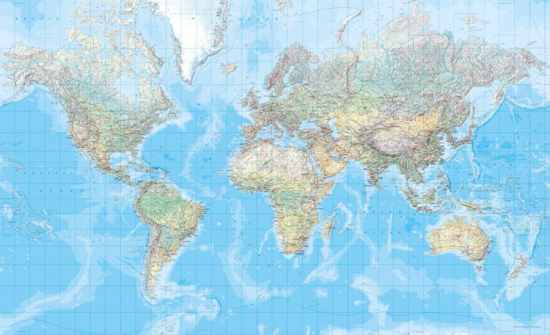 Mondo - fisico politico plastficato