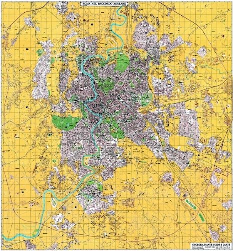 Carta geografica di Roma entro il raccordo - 2 fogli plastificata