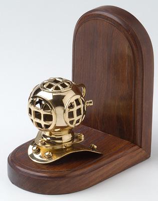 Fermalibri casco da palombaro in ottone e legno