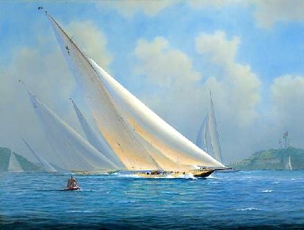 Britannia leads the J fleet off Plymouth 1935