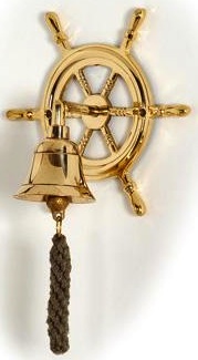 Campana in ottone con ruota del timone