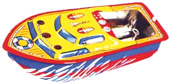 Motoscafo navigante in latta