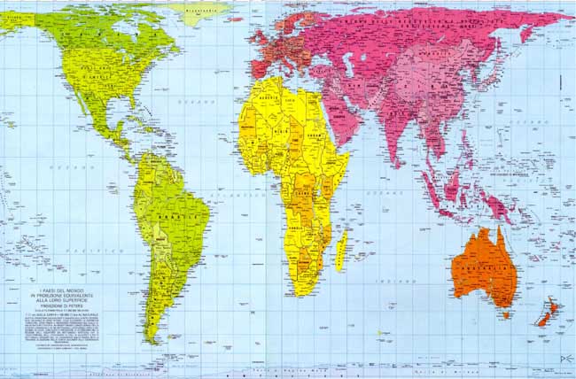 Peter's projection political wall map