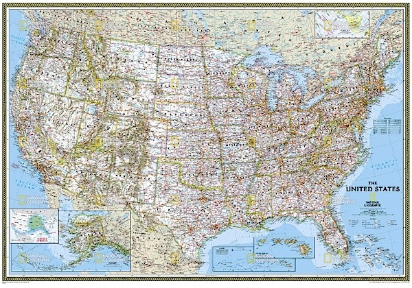 United States - political enlarged laminated