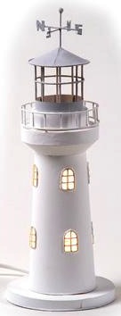 Faro bianco in latta con luce