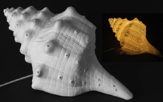 Lampada conchiglia in porcellana bianca