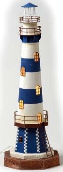 Faro in latta con luce a righe bianche e blu