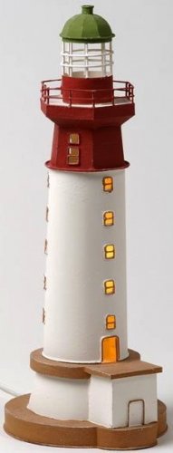 Faro portacandela in latta bianco, rosso e verde