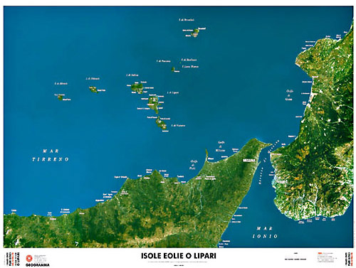 Isole Eolie o Lipari - carta dal satellite